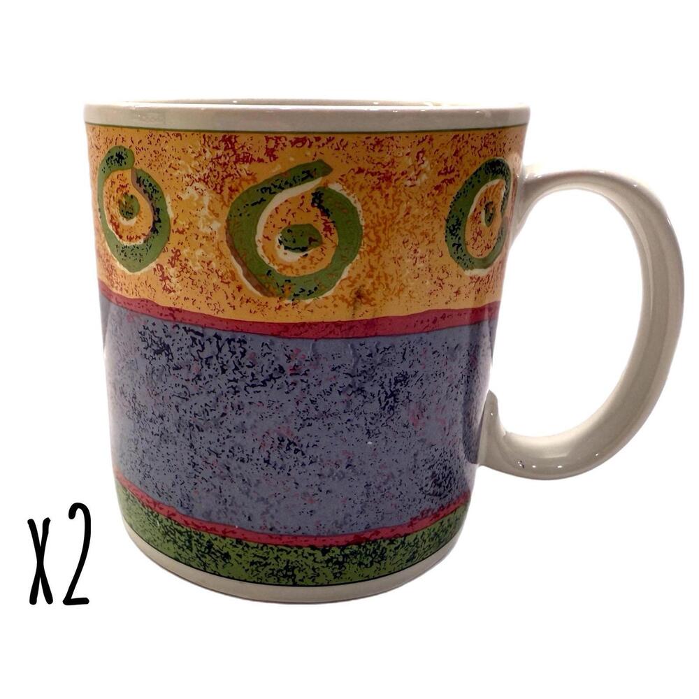 Set of 2 Vintage Sakura Malaga Ceramic Coffee Mugs Sue Zipkin